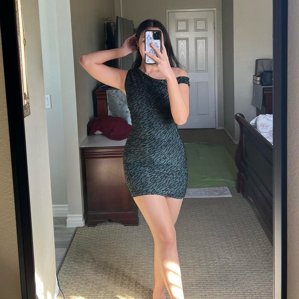 Velvet Zebra Printed Bodycon Mini Dress